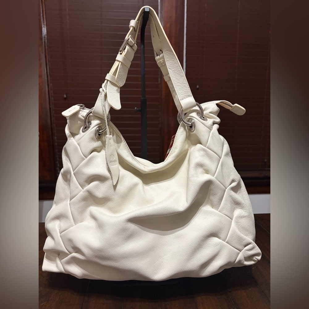 GALADAY Cream Leather Hobo Bag